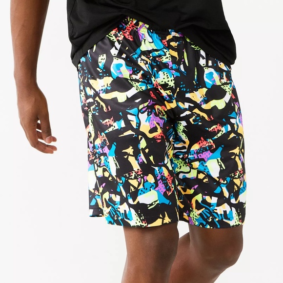 NEW Mens two piece Shorts w Tee Set 90's graphic graffiti colorful print TALL L - Picture 5 of 16